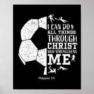 Christian Soccer Faith Graphic Bible Verse Philipp ポスター