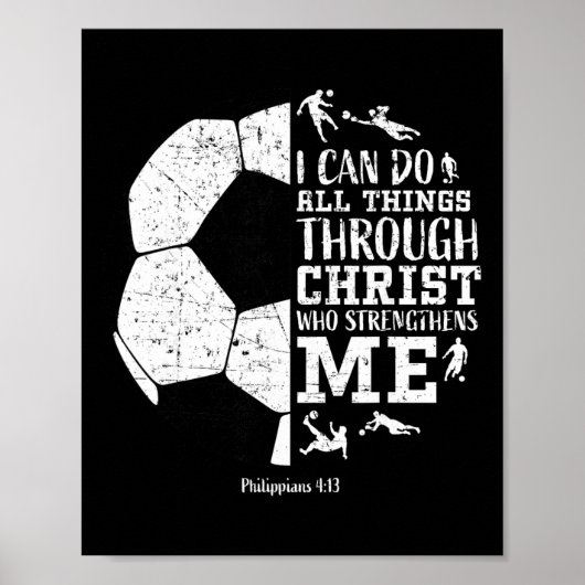 Christian Soccer Faith Graphic Bible Verse Philipp ポスター (正面)