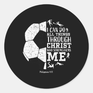 Christian Soccer Faith Graphic Bible Verse Philipp ラウンドシール