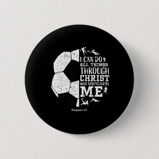 Christian Soccer Faith Graphic Bible Verse Philipp 缶バッジ