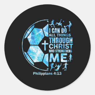 Christian Soccer Faith Religious Women Kids Christ ラウンドシール