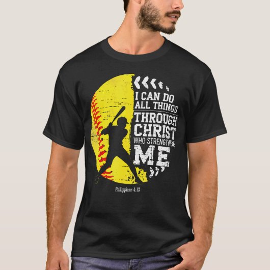 Christian Softball I Can Do All Things Religious F Tシャツ (正面)