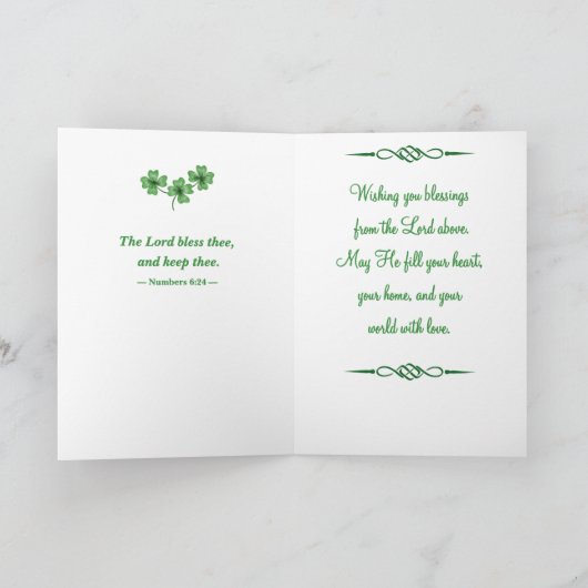 Christian St. Patrick’s Day Bible Verse Blessing シーズンカード (内部)