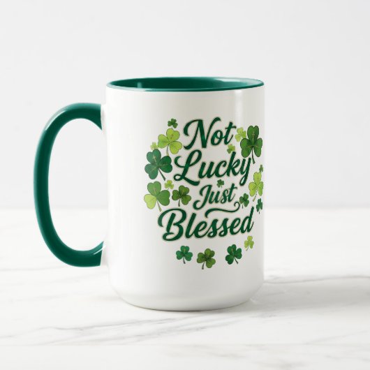 Christian St. Patrick’s Day Shamrock Blessed マグカップ (左)