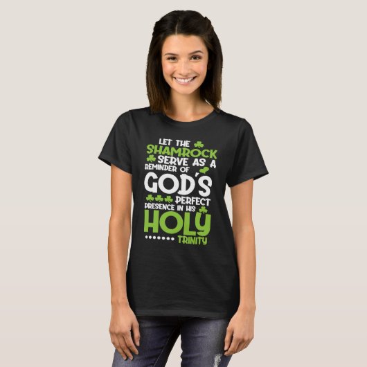 Christian St Patricks Day Shamrock Holy Trinity Tシャツ (正面フル)