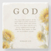 Christian Sunflowers Romans 1:20 Scripture  ストーンコースター (正面)