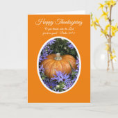 Christian Thanksgiving Pumpkin with Scripture カード (黄色い花)