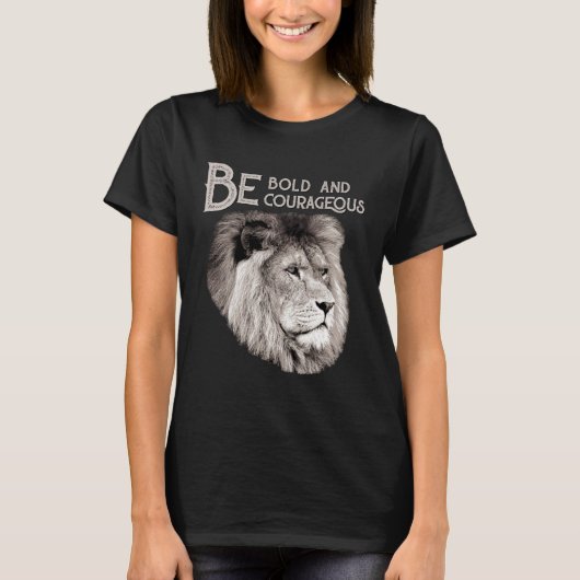Christian Top Lion Be Bold Courageous Scripture Bi Tシャツ (正面)