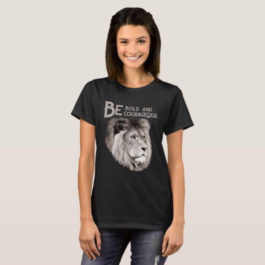 Christian Top Lion Be Bold Courageous Scripture Bi Tシャツ (正面フル)