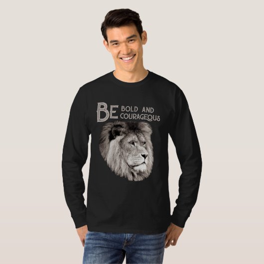 Christian Top Lion Be Bold Courageous Scripture Bi Tシャツ (正面フル)