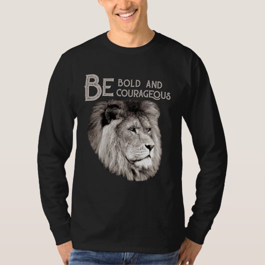 Christian Top Lion Be Bold Courageous Scripture Bi Tシャツ (正面)