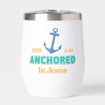 Christian Tumbler Anchored in Christ Verse Design