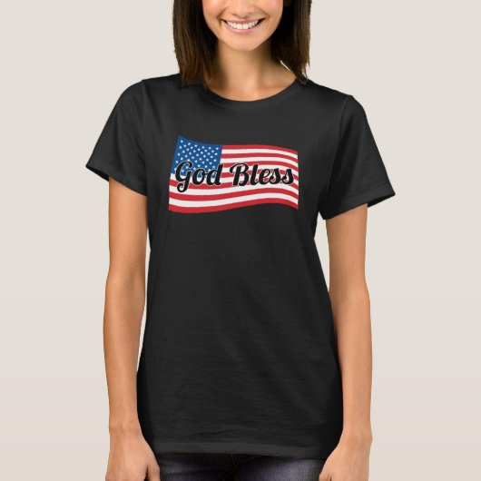 Christian USA Patriotic  God Bless America Flag Tシャツ (正面)