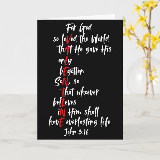 Christian Valentine Bible Verse Jesus John 3_16 Fa カード (黄色い花)