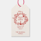 Christian Verse Peace on Earth Hand Drawn Wreath ギフトタグ (正面)