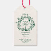 Christian Verse Peace on Earth Hand Drawn Wreath  ギフトタグ (正面)