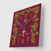 Christian Wall Clocks with Monogram and Your Text スクエア壁時計 (傾斜)
