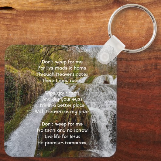 Christian Waterfall Landscape  Memorial Keepsake  キーホルダー (裏面)