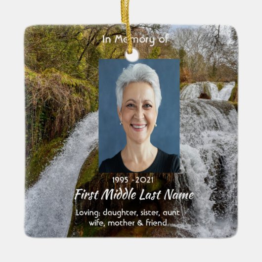 Christian Waterfall Landscape  Memorial Keepsake  セラミックオーナメント (正面)