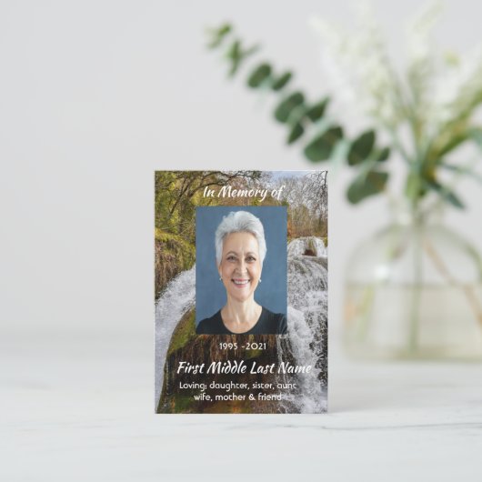 Christian Waterfall Landscape Memorial Keepsake 名刺 (スタンド正面)