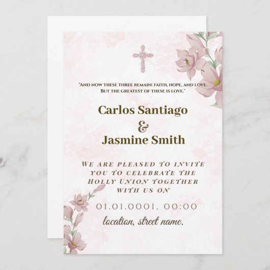 Christian Wedding Invitation 招待状 (正面/裏面)