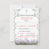 Christian Wedding RSVP Card with Cross (正面)