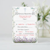 Christian Wedding RSVP Card with Cross (スタンド正面)