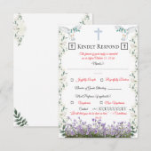 Christian Wedding RSVP Card with Cross (正面/裏面)