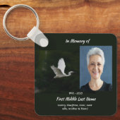 Christian White Egret Bird Memorial Keepsake キーホルダー (正面)