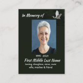 Christian White Egret Bird Memorial Keepsake  名刺 (正面)