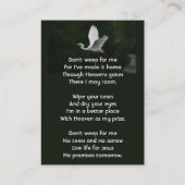 Christian White Egret Bird Memorial Keepsake  名刺 (裏面)