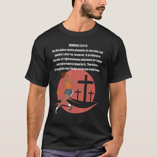Christian Women Girl Basketball Bible Scripture Ve Tシャツ (正面)