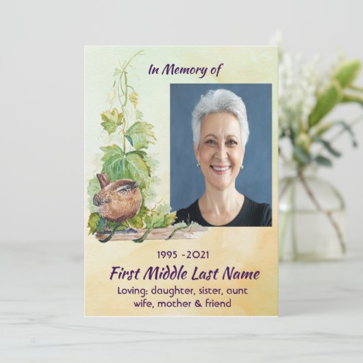 Christian Wren Bird Vineyard Celebration of Life 招待状 (スタンド正面)