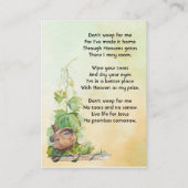 Christian Wren Bird Vineyard Memorial Keepsake 名刺 (裏面)