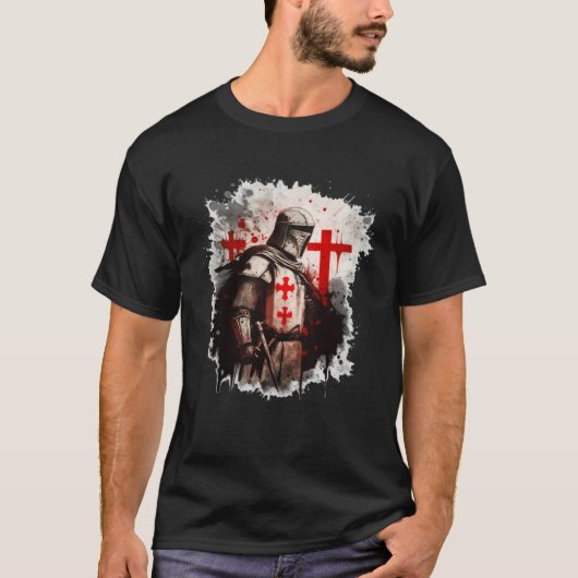 Christians Templar Knights Templar Cross Tシャツ (正面)