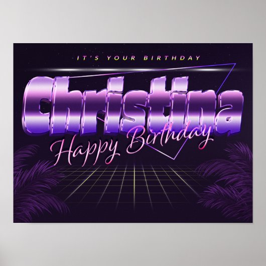 Christina Name Vorname retro Poster Geburtstag ポスター (正面)
