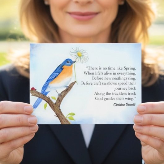 Christina Rossetti "Spring" Poem with Bluebird ポストカード