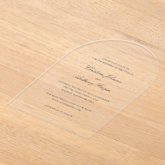 Christineエレガントな結婚式の日付を保存 アクリル招待状 (レイダウン)