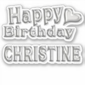 Christine Happy Birthday silver Aufkleber Sticker シール (正面)