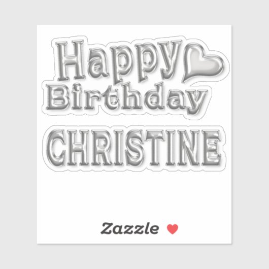 Christine Happy Birthday silver Aufkleber Sticker シール (シート)