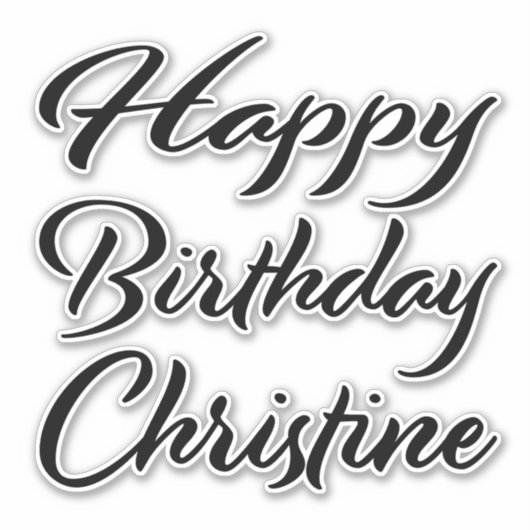 Christine Name Vorname black Sticker Geburtstag シール (正面)