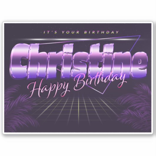 Christine Name Vorname retro Sticker Geburtstag シール (正面)
