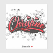 Christine red Heart Graffiti Aufkleber Sticker シール (シート)