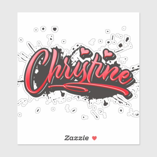 Christine red Heart Graffiti Aufkleber Sticker シール (シート)