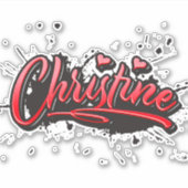 Christine red Heart Graffiti Aufkleber Sticker シール (正面)