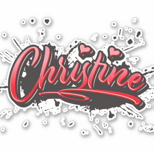 Christine red Heart Graffiti Aufkleber Sticker シール (正面)