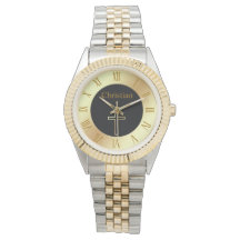 Christliches einfaches Goldkreuz auf Mit Monogramm