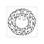 Christm Wreath in Black Lines Silhouette  ラバースタンプ (インプリント)