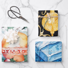 Christmaラッピング紙フラットシートセット3 ラッピングペーパーシート