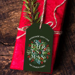 CHRISTMASタイポグラフィ愛と自家製 ギフトタグ<br><div class="desc">愛のギフトパーソナライズされたラベルと自家製の葉レタリングはシックな白いで名を付けたエレガントダークグリーンの中のクリスマスとベリーの言葉を特徴とする。コレクション内の一致アイテム。</div>
